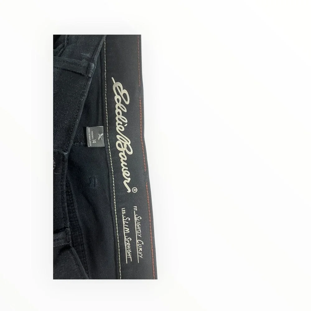 Eddie Bauer Women's Black Curvy Fit Straight Leg Jeans Size 14 - Picture 8 of 16